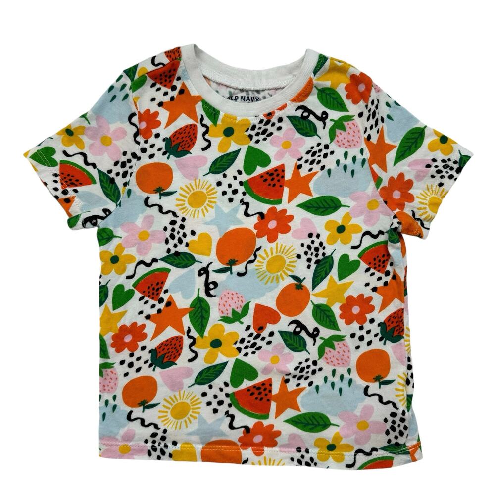 OLD NAVY Unisex Printed Crew-Neck T-Shirt in Garden Fruit Basket Size 4T Toddler